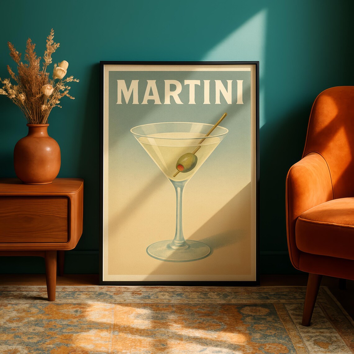 Vintage Retro Cocktail Poster Print, Bar Decor