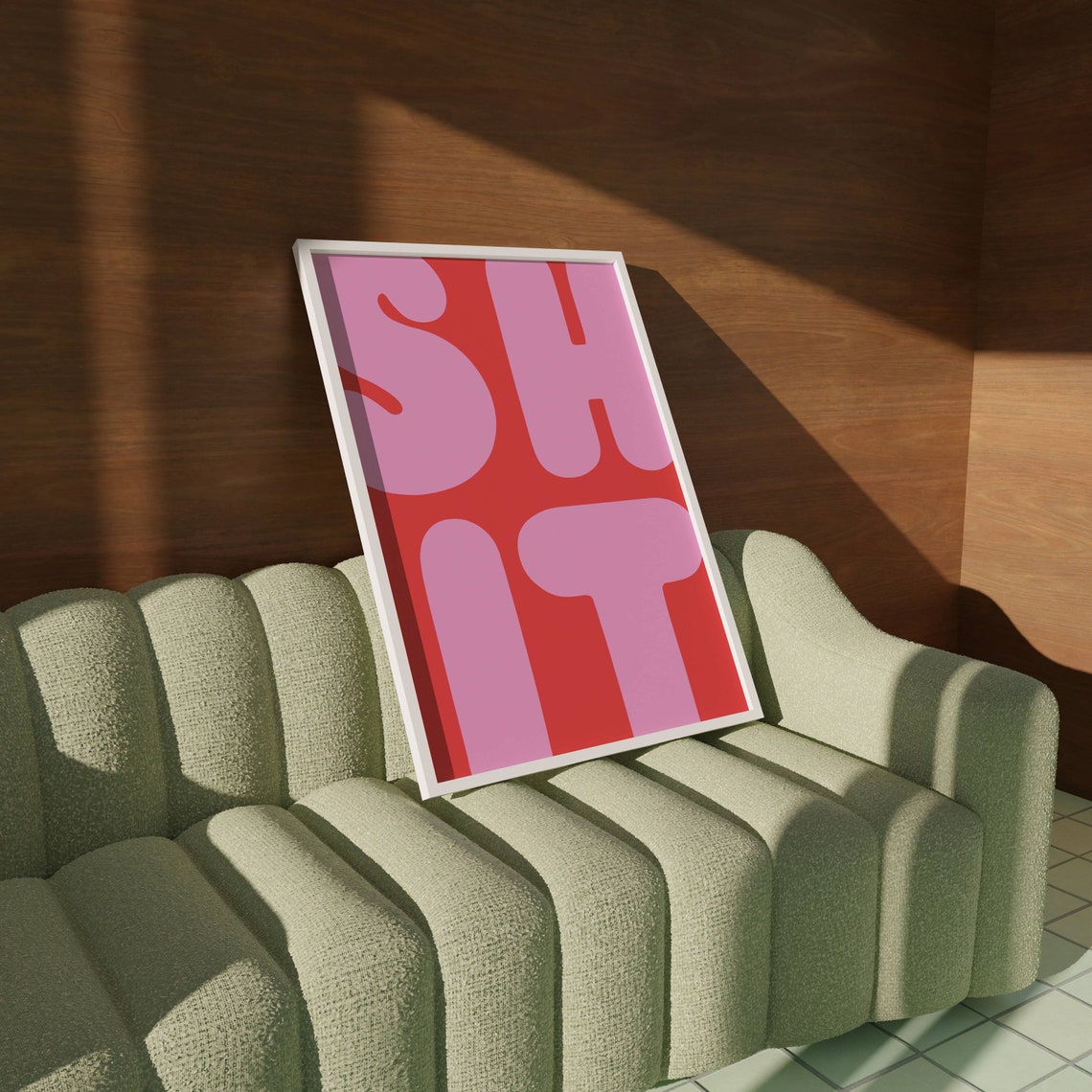 Red Pink Shit Bold Bubble Typography Funny Bathroom Statement Poster - Image 2