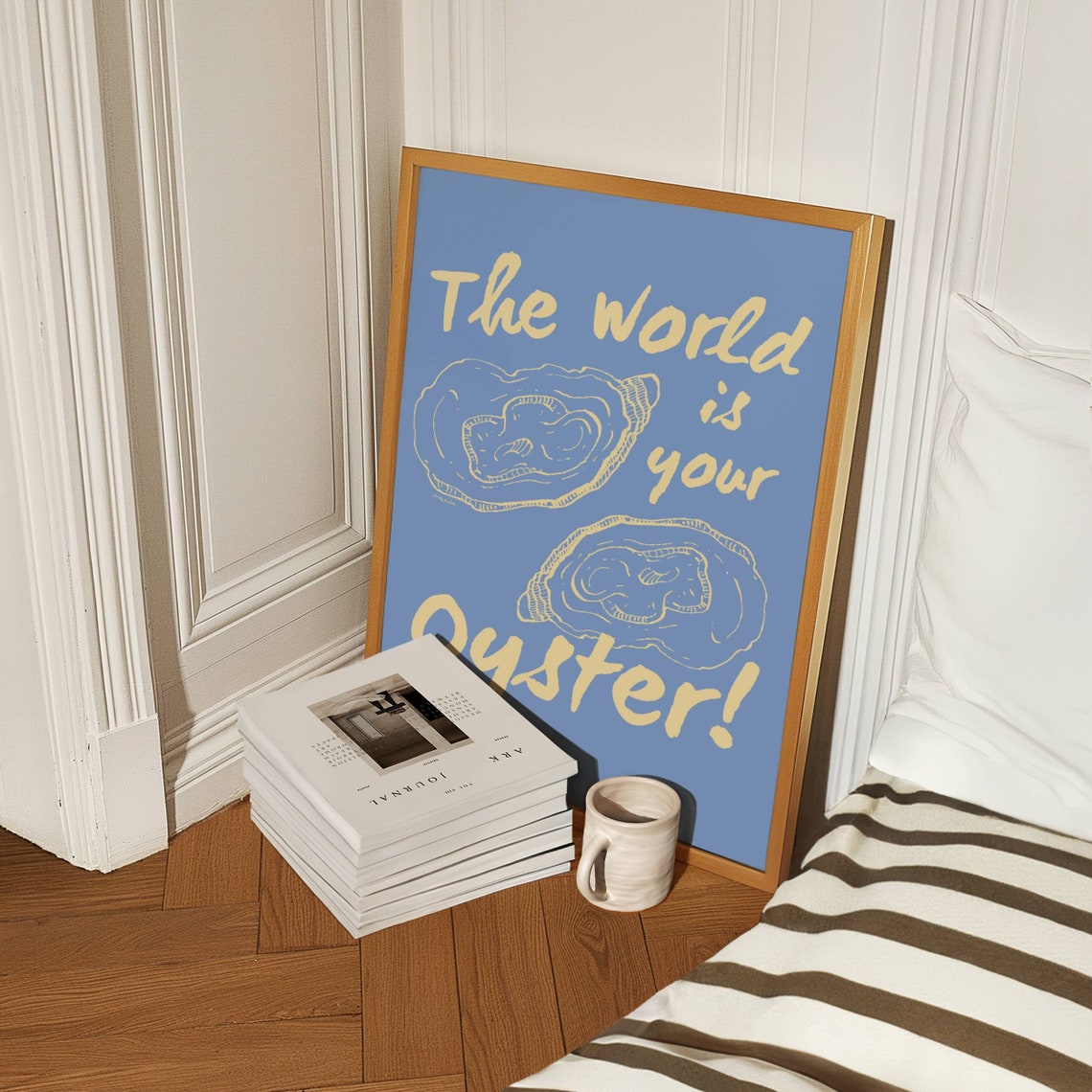 The World Is Your Oyster Bold Blue Oyster Kitchen Quote Poster - Image 2