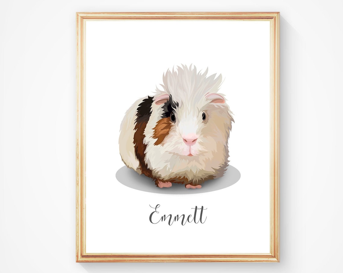 Custom Guinea Pig Portrait With Golden Halo Named Guinness Poster - Image 4