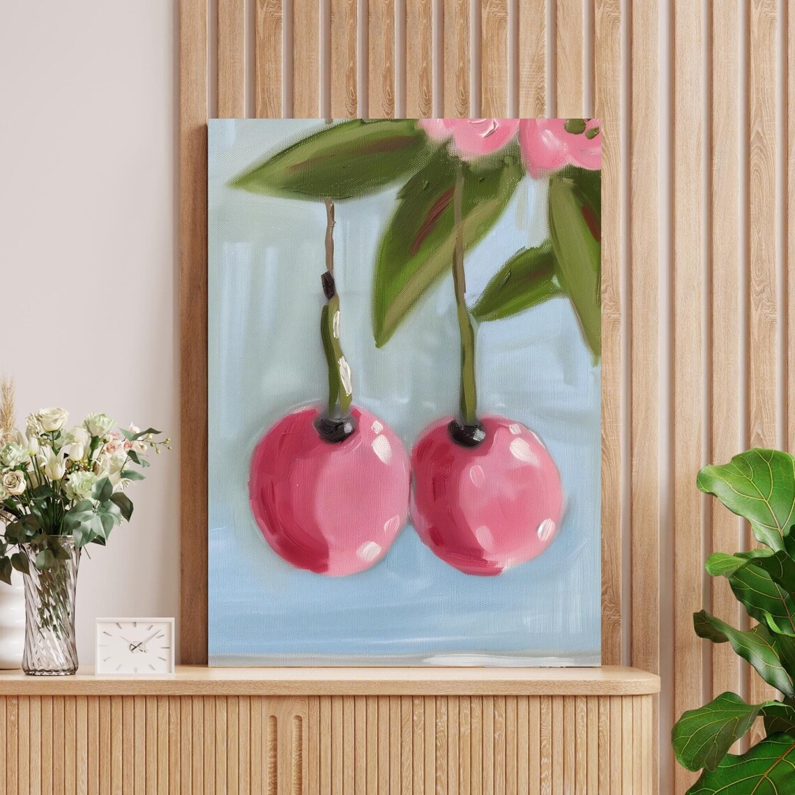 Original Cherry Print Cherry Oil Painting Print Realistic Cherry Wall Art Fruit Art Kitchen Cherry Decor Cherry Art