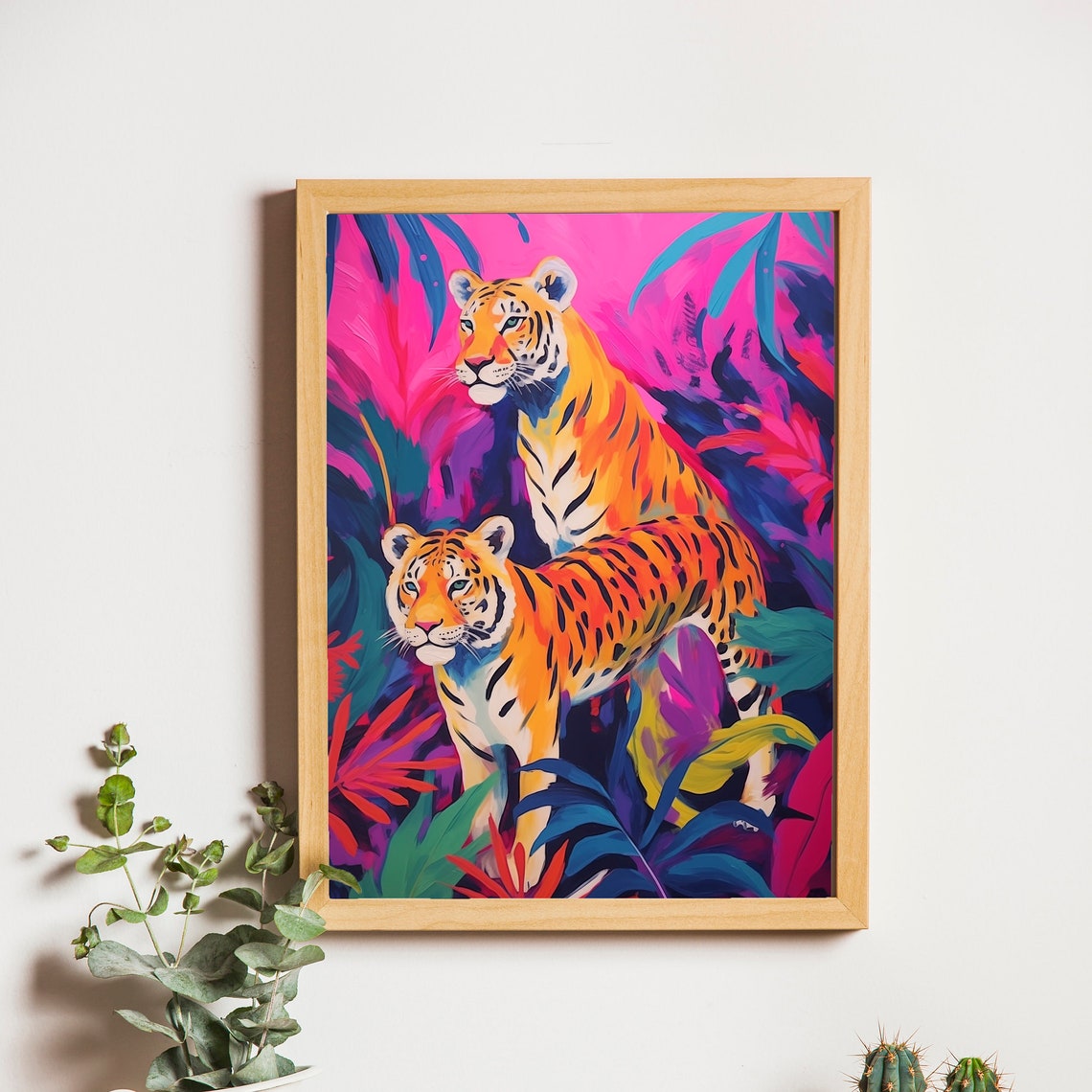 Regal Tiger Maximalist Wall Art Bold Tiger Print For Eclectic Decor Vibrant Jungle Poster Majestic Big Cat Artwork Statement Home Decor