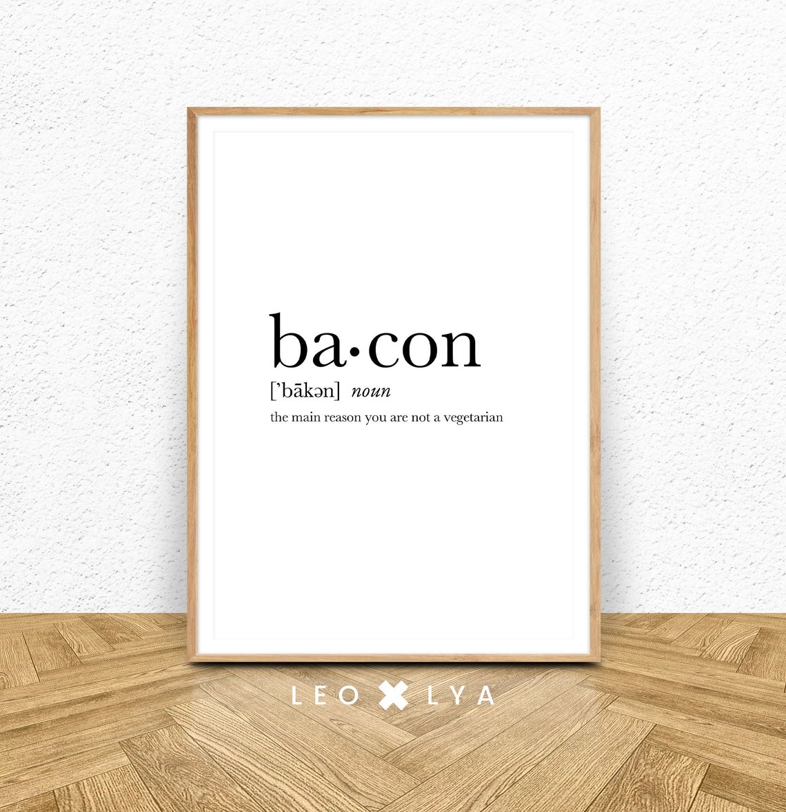 Bacon Dictionary Definition Funny Kitchen Minimalist Typography Poster