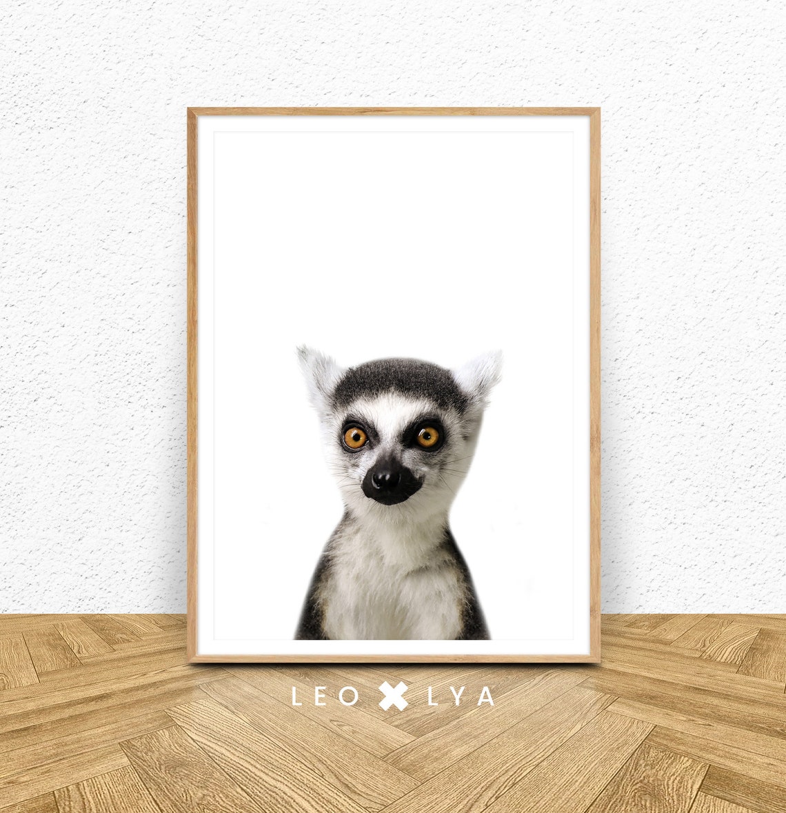 Ring Tailed Lemur Portrait Cute Jungle Animal Photo Art Poster