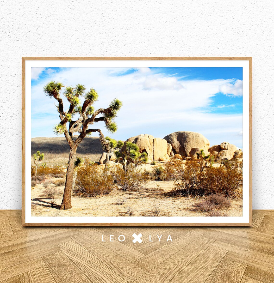 Joshua Tree Desert Boulders Blue Sky Southwest Landscape Poster