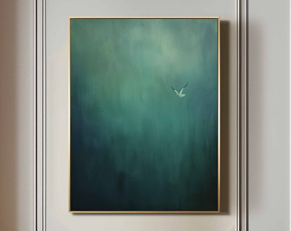 Surrealist Dark Green Sky Abstract Wall Art