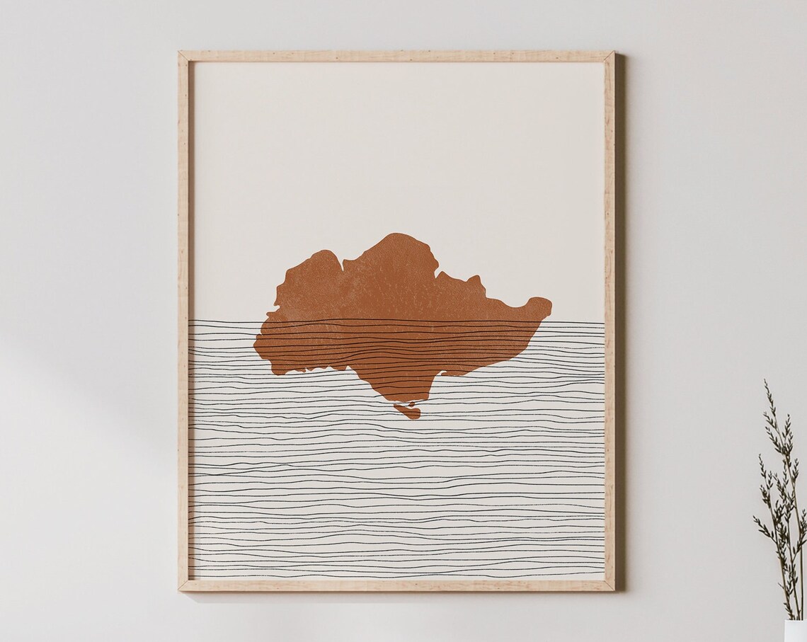 Boho Island Silhouette Minimalist Sentosa Singapore Travel Poster