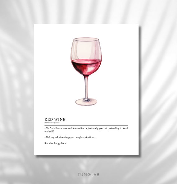 Red Wine What Your Drink Says About You Alcohol Wall Art Lover Personality Funny Decor Watercolour Gift