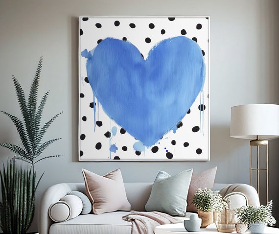 Heart Wall Art Bedroom Decor Teens Girls Room Decor Heart Print For Livingroom Teenage Girl Wall Art Artwork Teen Blue Watercolor Print