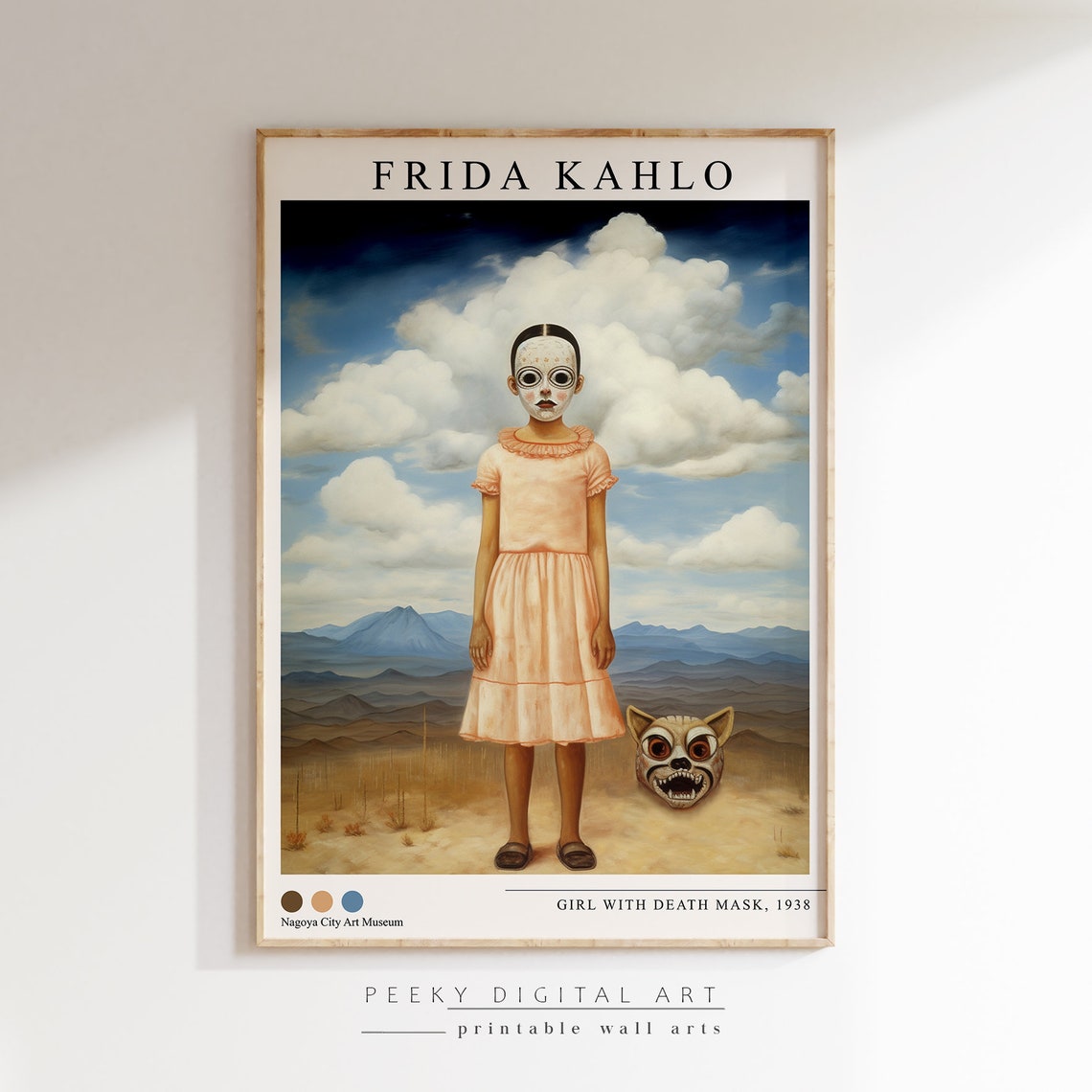 Frida Kahlo Girl With Death Mask 1938 Surreal Portrait Poster - Image 2