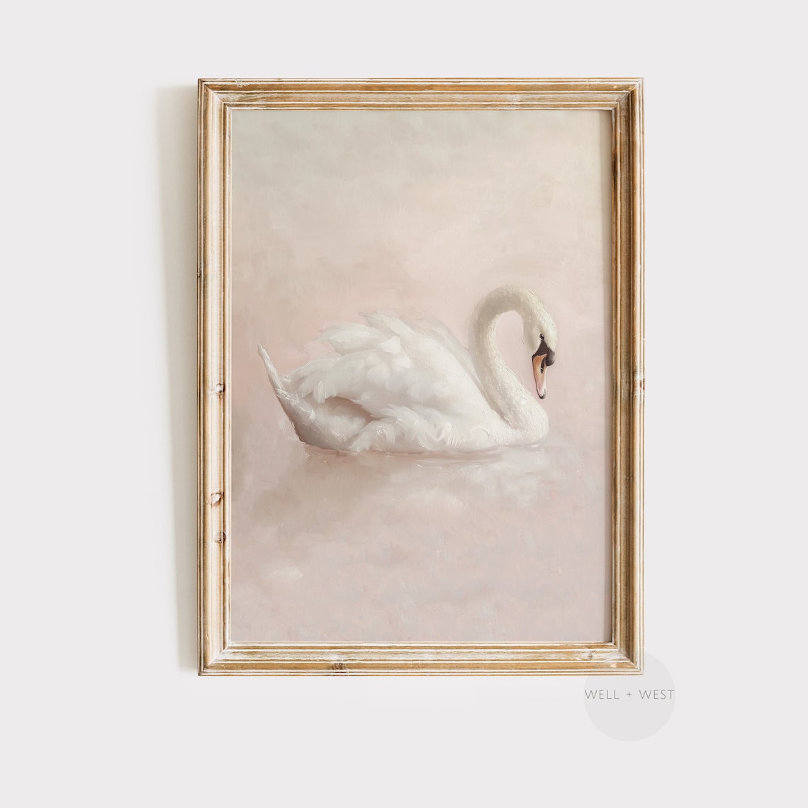 White Swan Antique Oil Painting Art Print