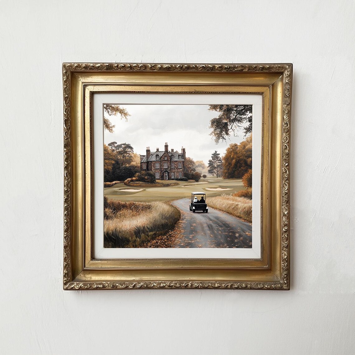 Golf Course Painting Vintage Style Autumn Landscape - Image 3
