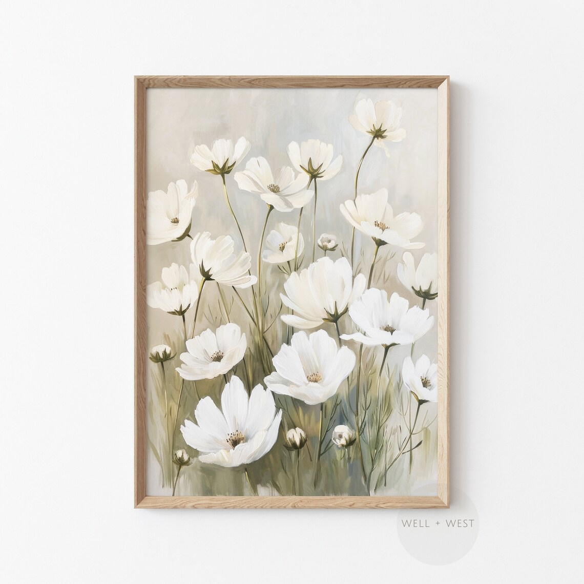 Spring Floral White Flower Oil Painting, Botanical Art - Image 2
