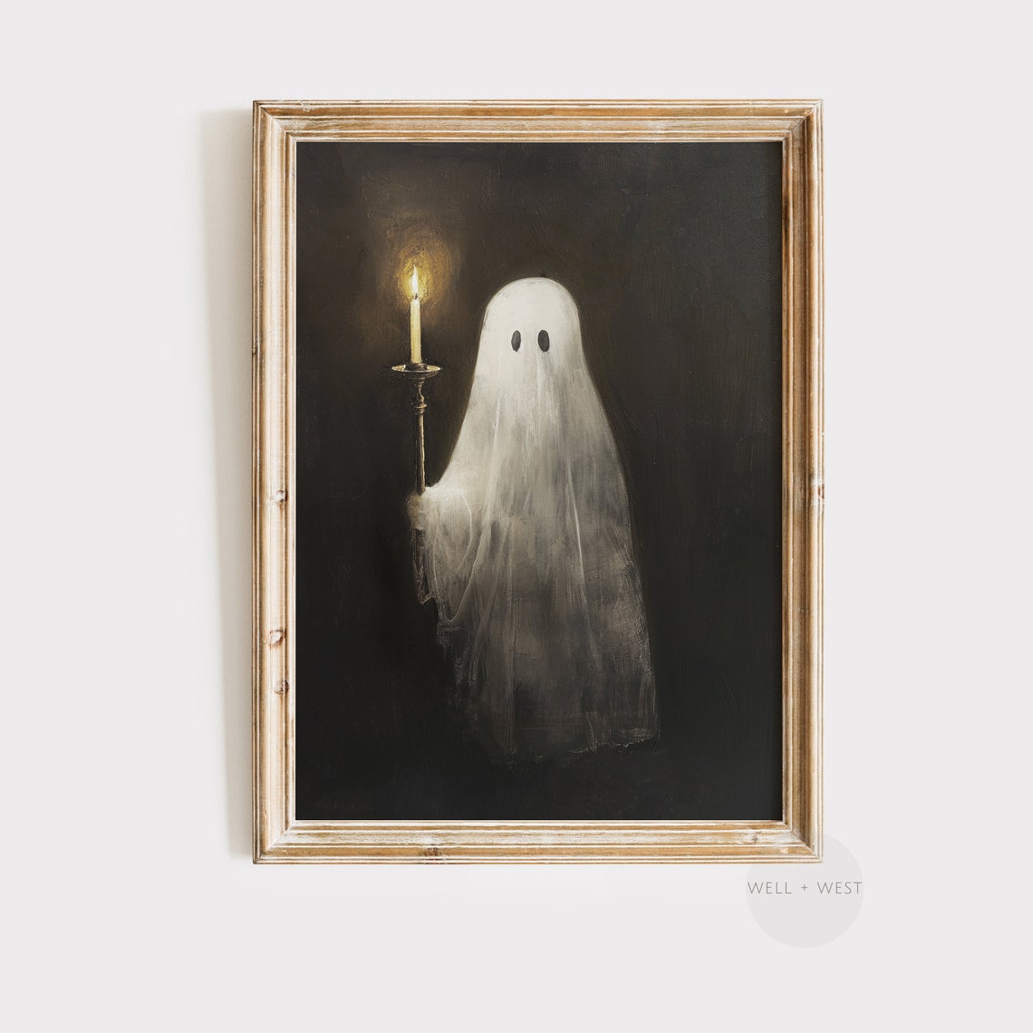 Ghost Holding Candle Vintage Dark Academia Spooky Oil Art Print