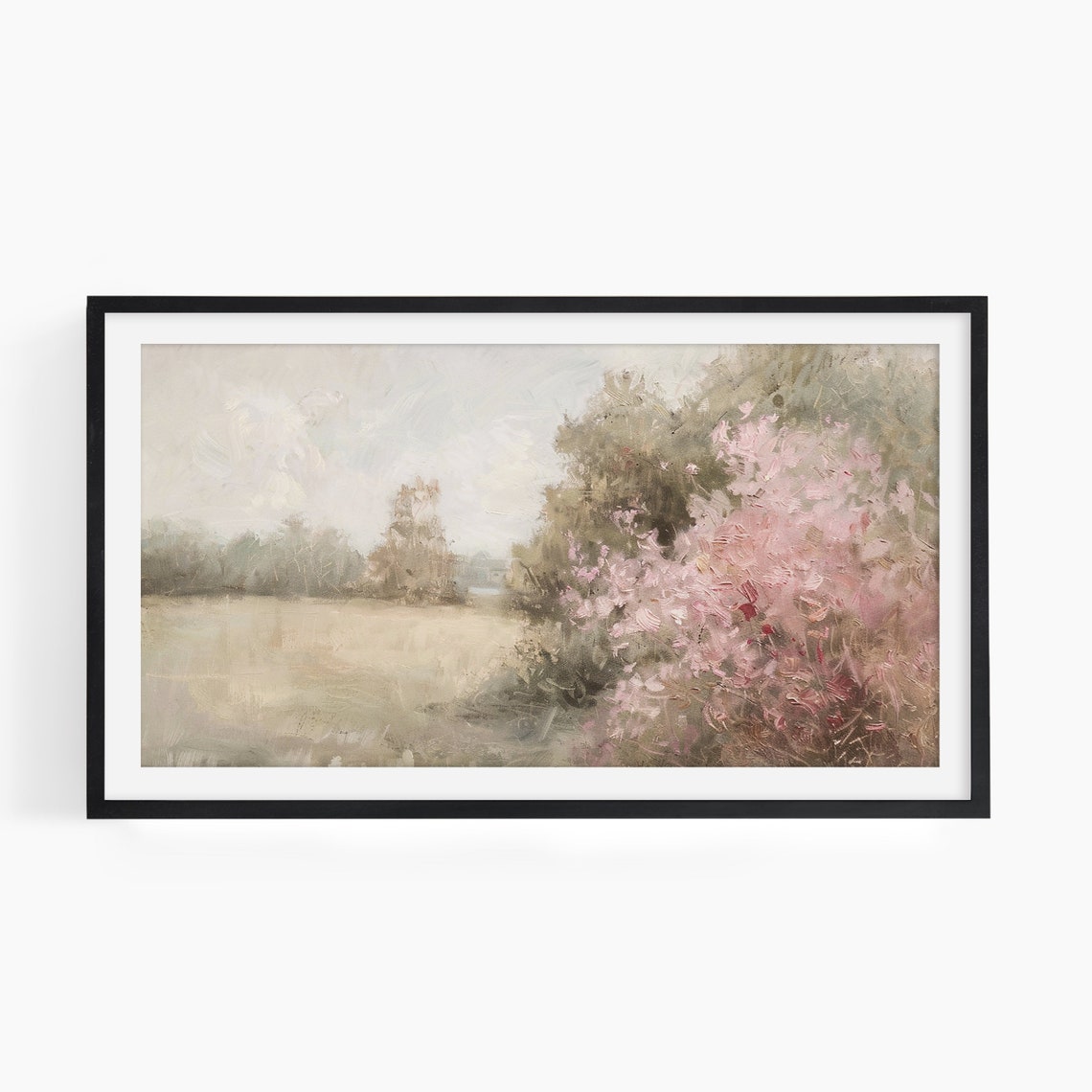 Spring Frame Tv Art Floral Frame Tv Art Country Landscape Painting Vintage Style Pink Flowers Oil Painting Tv134 - Image 2