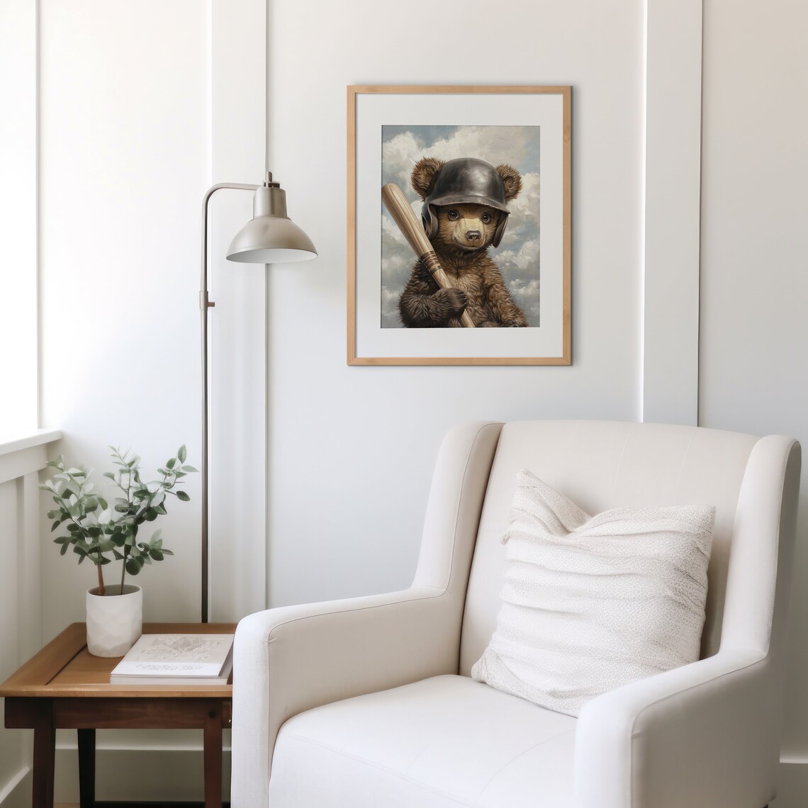 Baseball Bear Print, Vintage Nursery Decor - Image 3