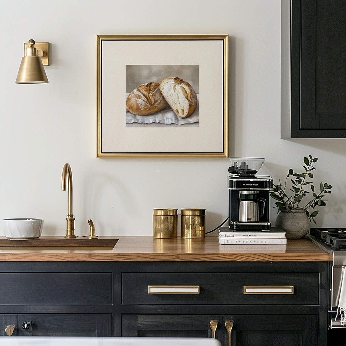 Country Kitchen Sourdough Bread Vintage Still Life Art Print - Image 3