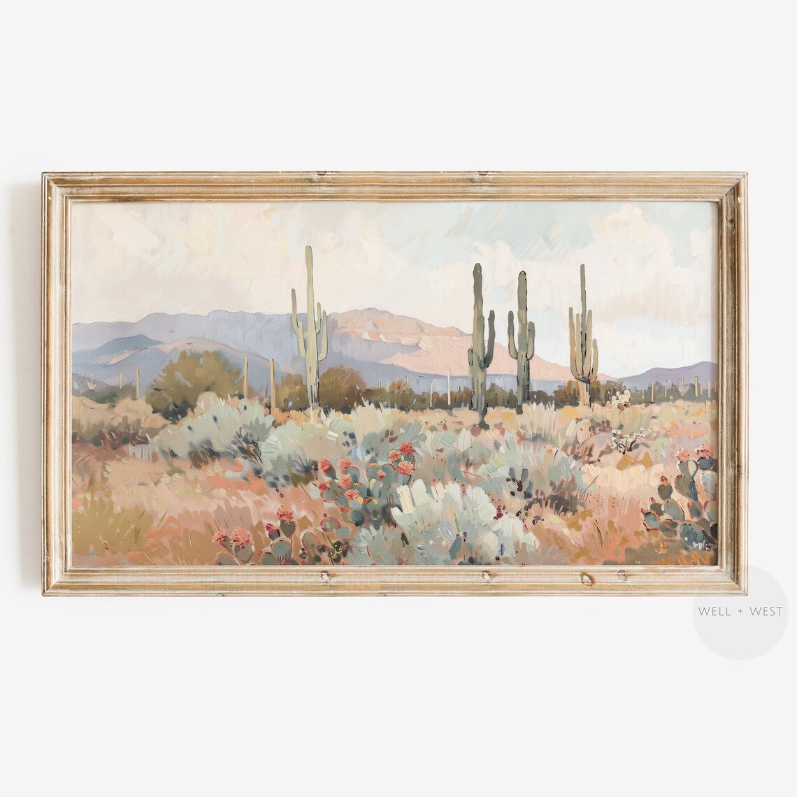 Cactus Landscape, Boho Southwest Vintage Art Print