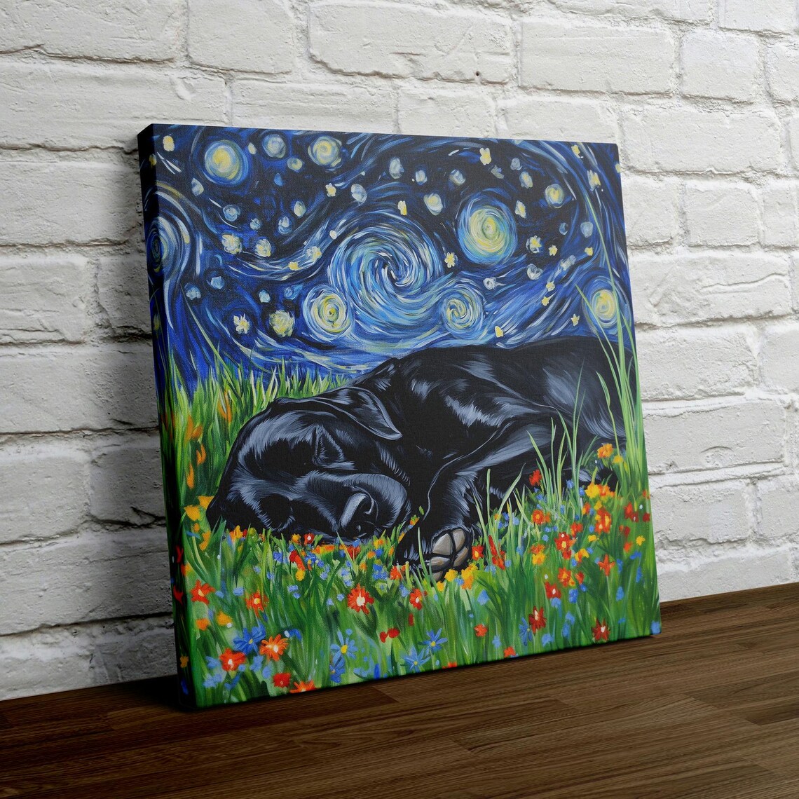 Black Lab Starry Night Dog Art Print, Whimsical - Image 4
