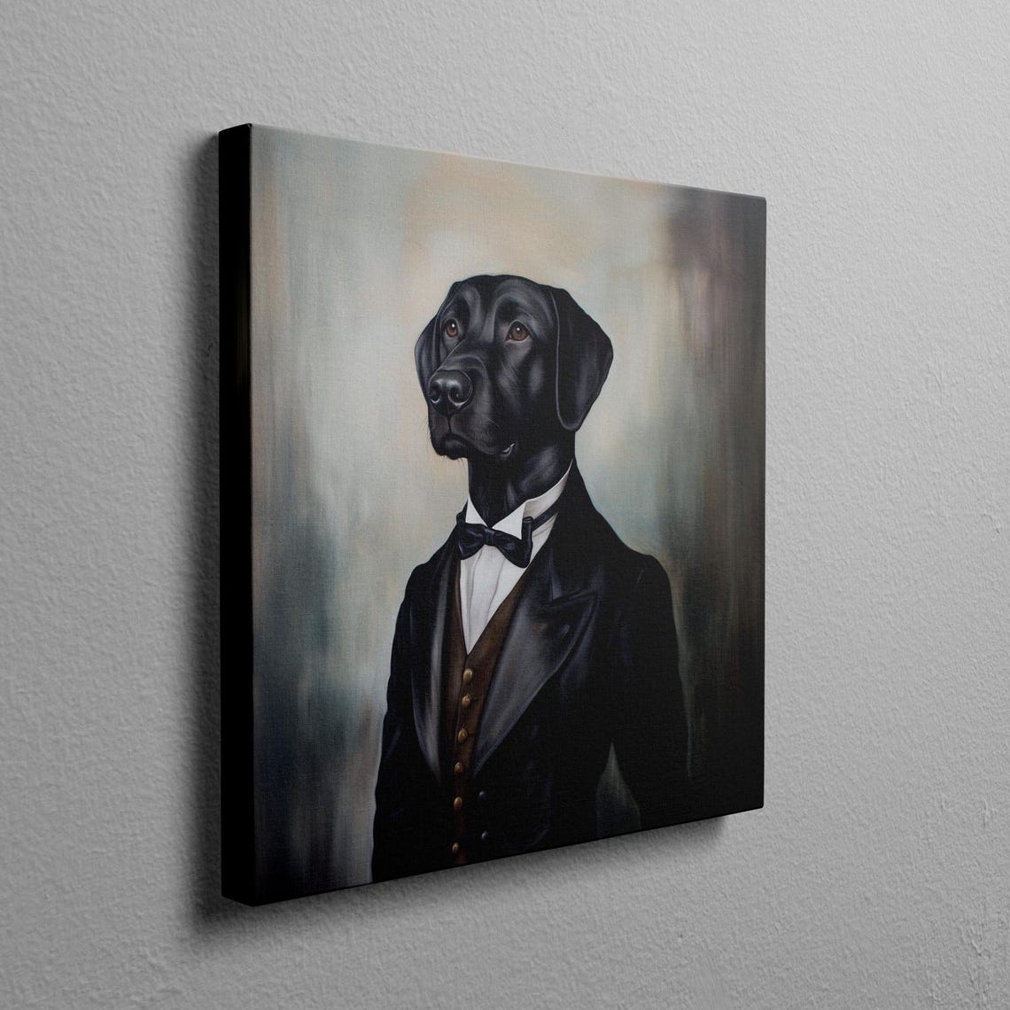 Black Lab in Tuxedo Bow Tie Elegant Funny Dog Portrait Poster - Image 2