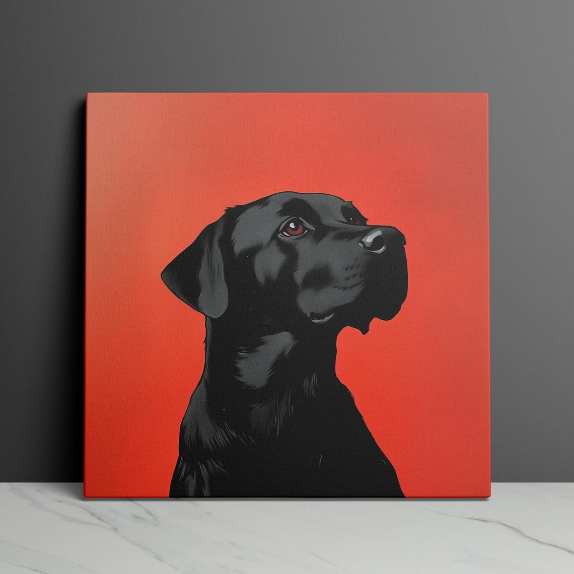 Black Labrador Profile Portrait on Bold Red Background Poster - Image 3