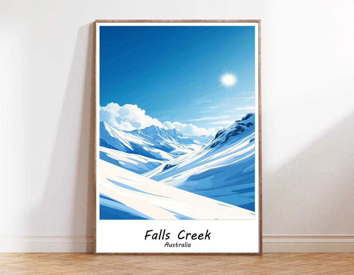 Falls Creek Australia Snowy Mountain Stream Sunset Travel Poster - Image 3