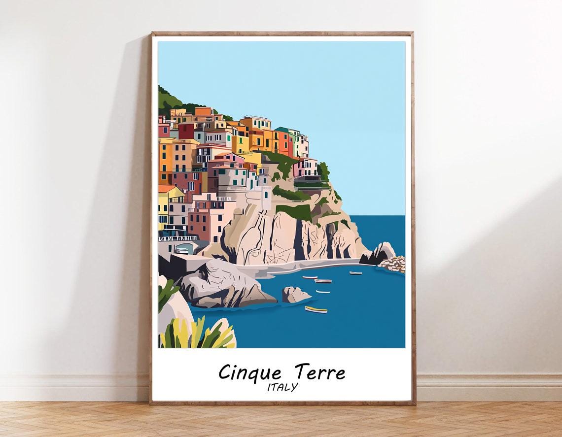 Cinque Terre City Travel Print Cinque Terre Italy Travel Poster Print Italy City Wall Art Cinque Terre Travel Wall Decor - Image 3