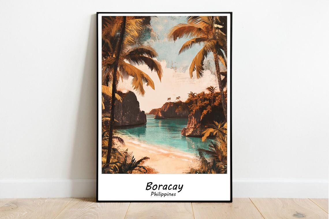Classic Boracay Philippines Vintage Palm Beach Island Travel Poster - Image 2