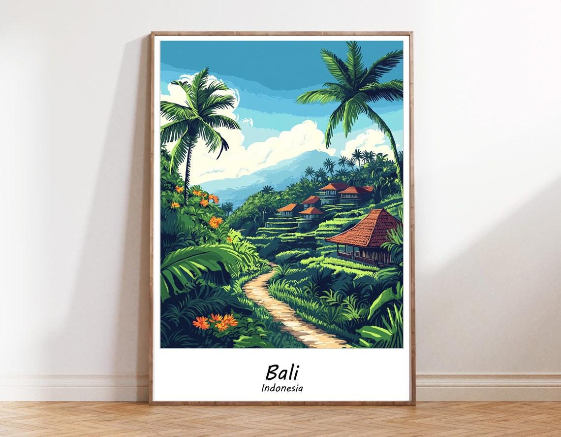 Indonesia Bali Travel Poster Bali Minimalist Travel Poster Bali Travel Wall Art Bali Indonesia Travel Gift Indonesia Gifts - Image 2