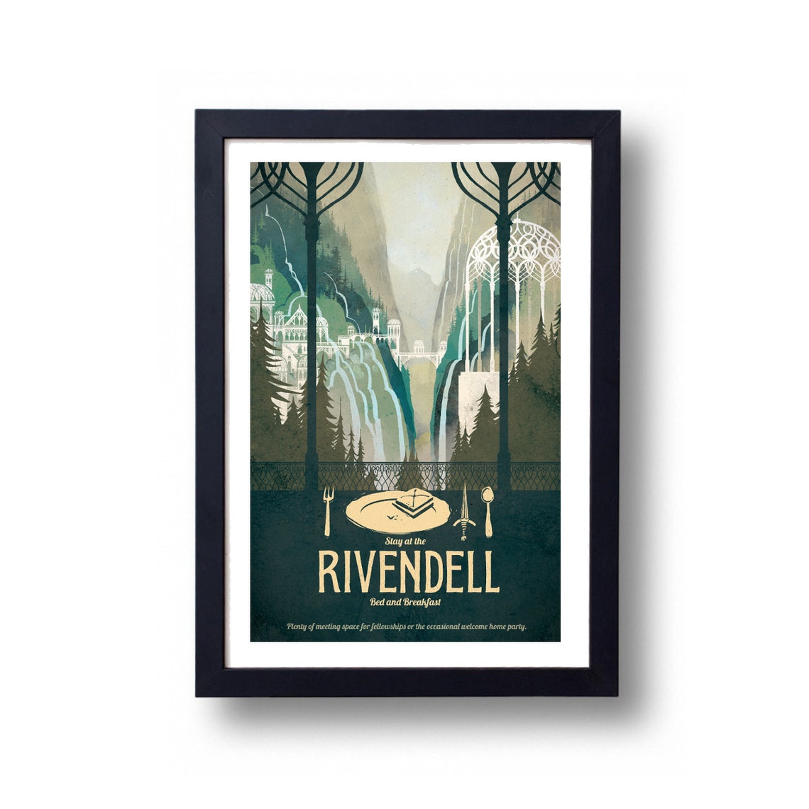 Lord Of The Rings Poster Rivendell Bed And Breakfast Travel Poster Lord Of The Rings Lotr Rivendell Lord Of The Rings Art Travel Poster - Image 2