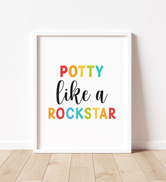 Bright Potty Like A Rockstar Bathroom Art Print