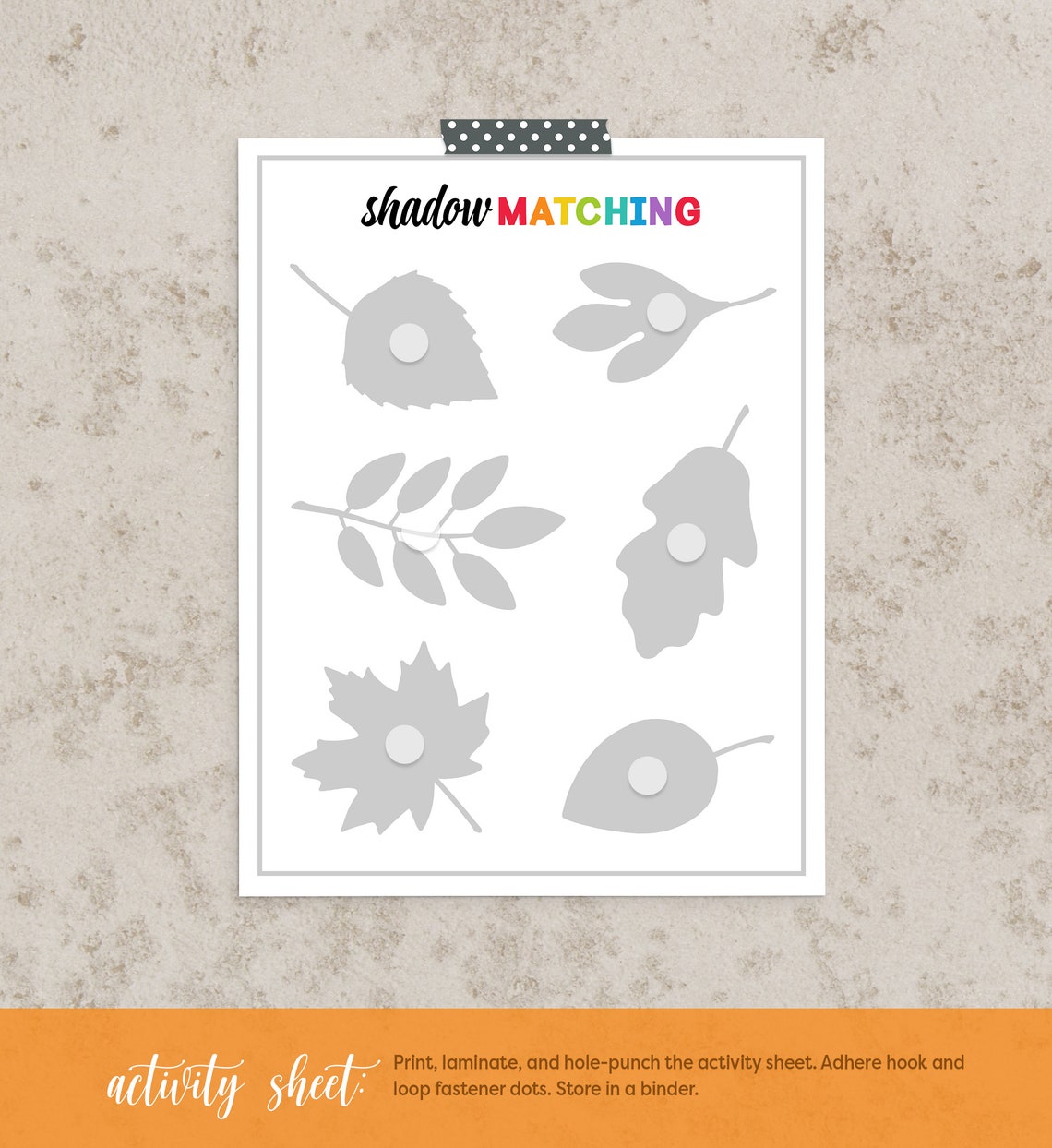 Shadow Matching Fall Leaf Shapes Busy Binder Kids Activity Poster - Image 5