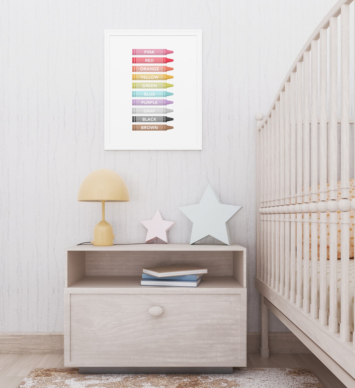 English Colors Crayons Kids Educational Nursery Learning Poster - Image 3