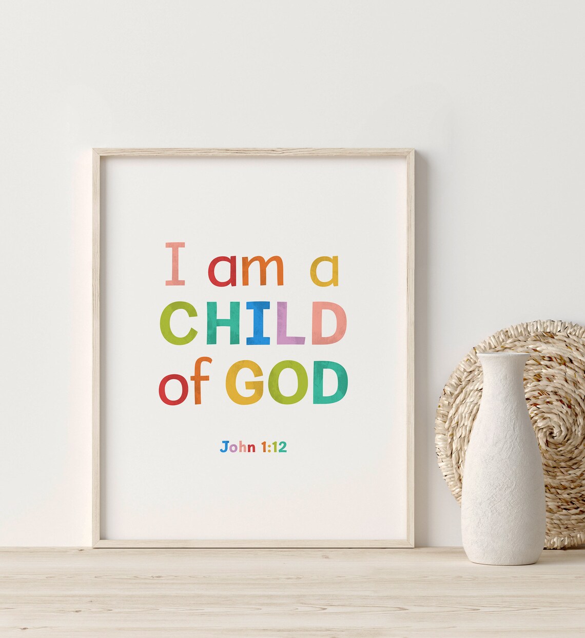 I Am A Child Of God John 1 Verse 12 Rainbow Kids Faith Poster - Image 3