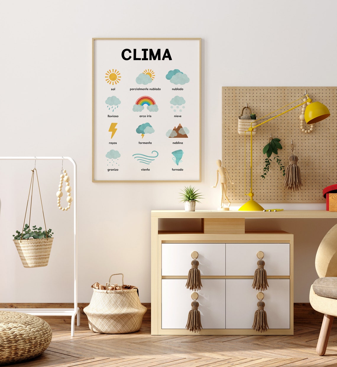 Clima Spanish Weather Chart Kids Educational Nursery Learning Poster - Image 5