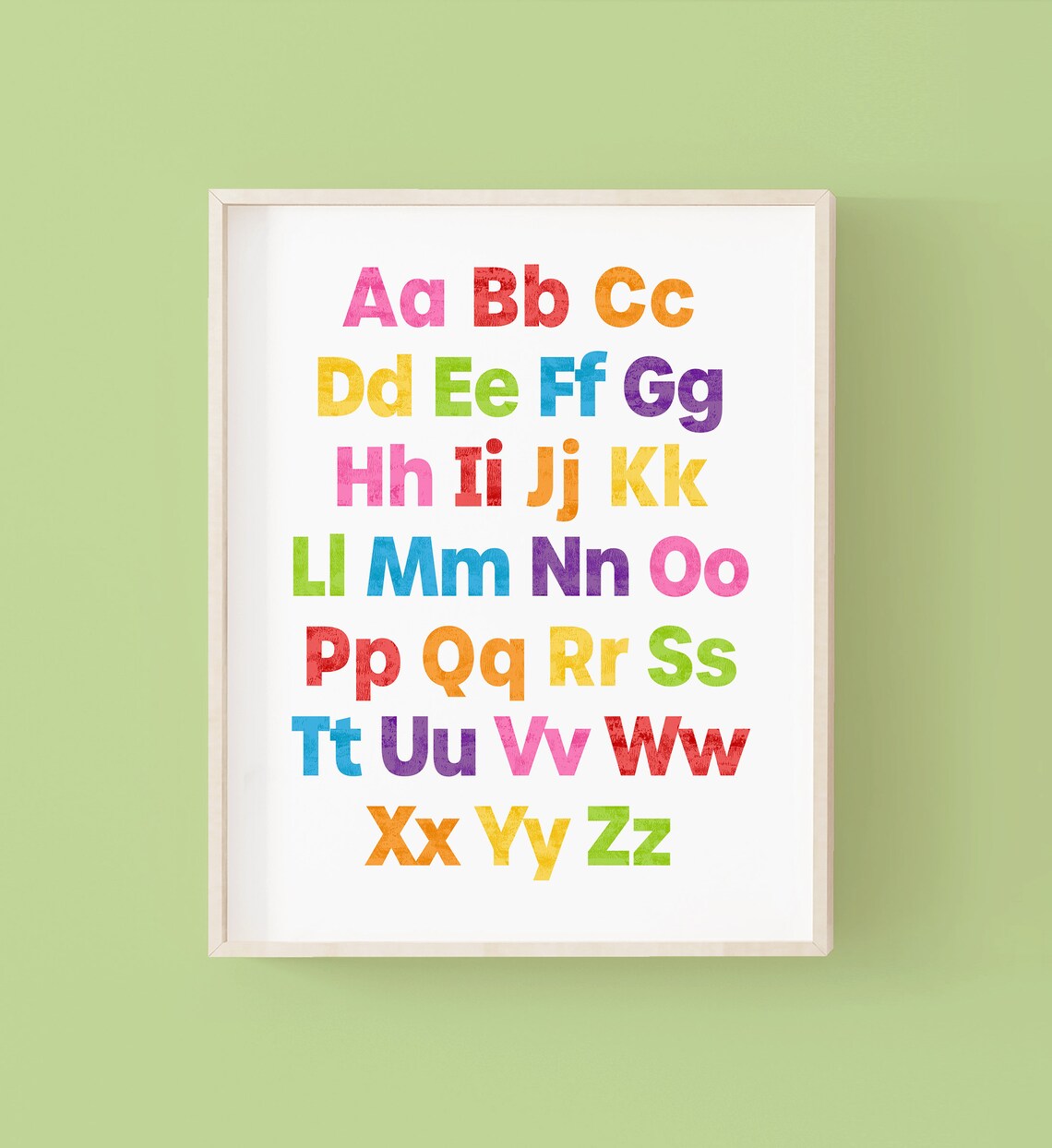 Rainbow Alphabet Nursery Art, Educational ABC Poster