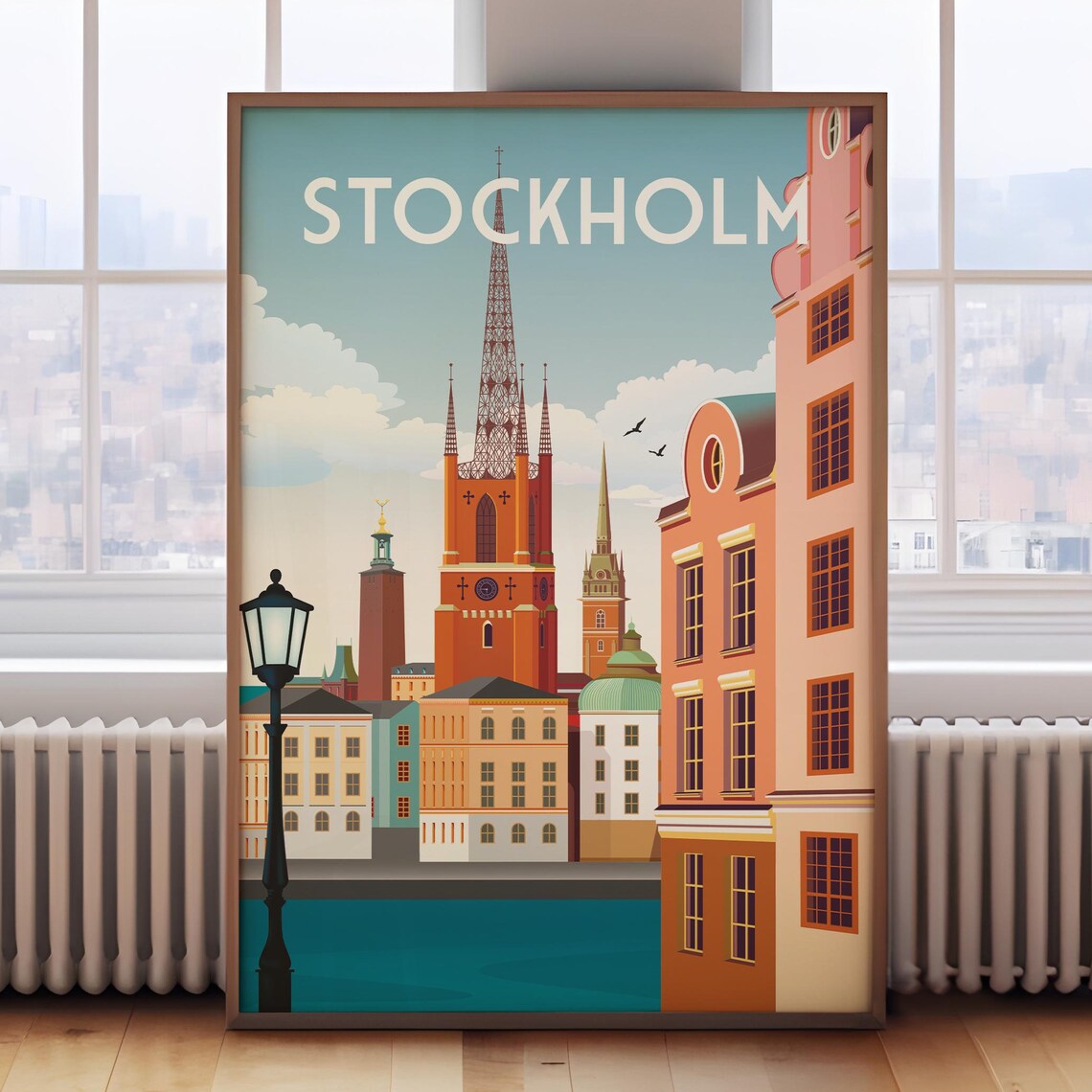 Stockholm Retro Travel Poster, Sweden Art Print