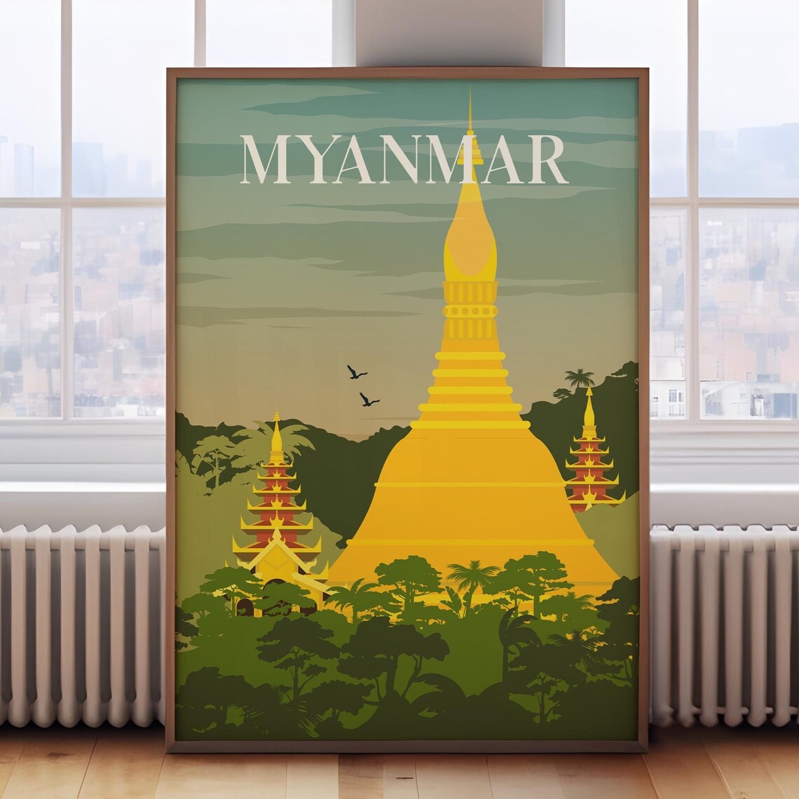 Myanmar Travel Poster, Burma Travel Art Print