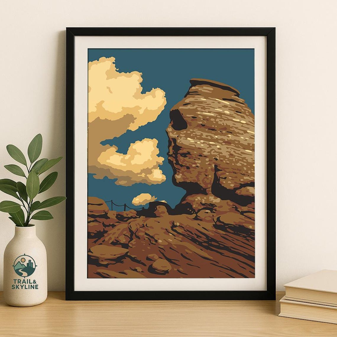 Romanian Sphinx Rock Formation Bucegi Mountains Vintage Travel Poster