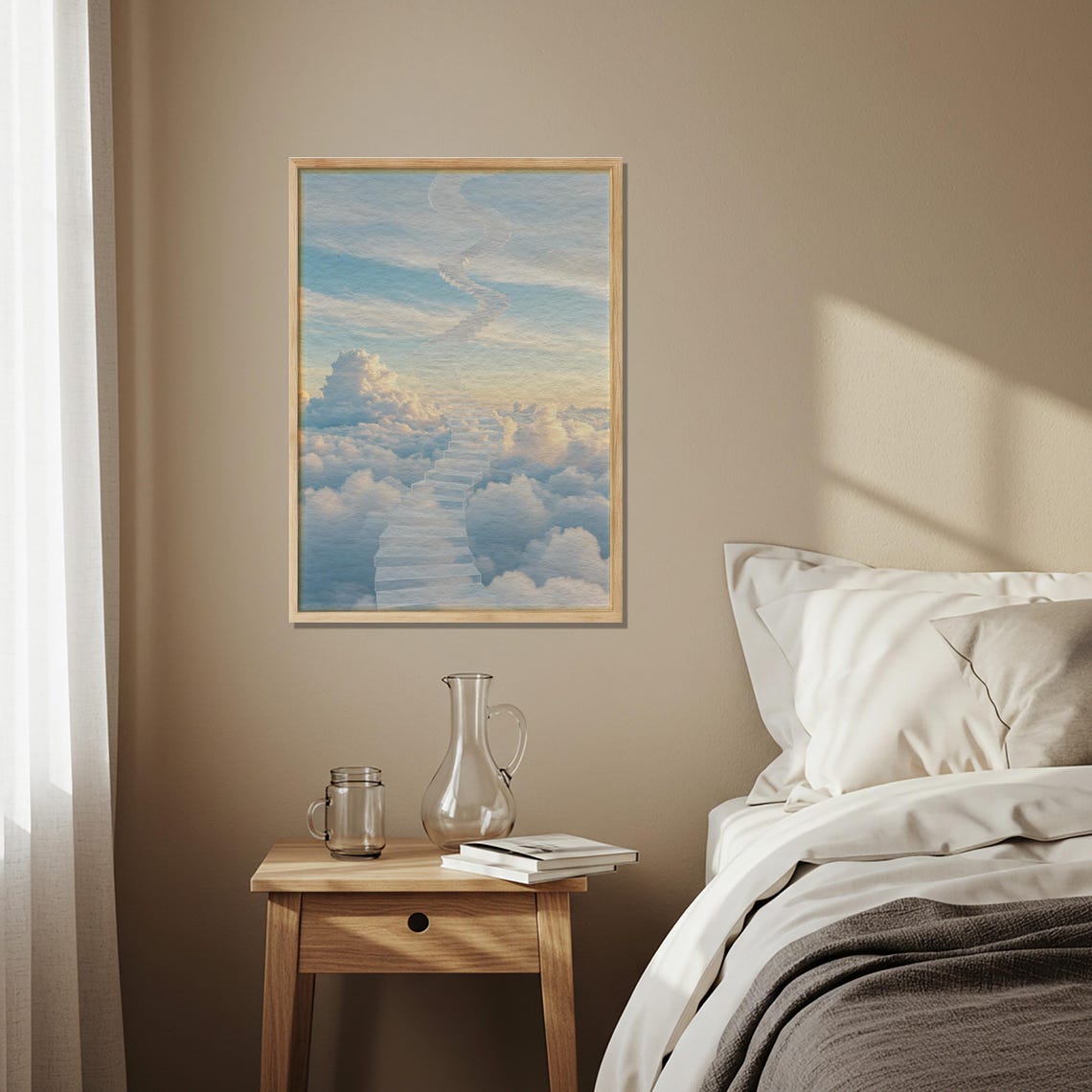 Heavenly Stairway Rising Through Soft Clouds Peaceful Dream Poster