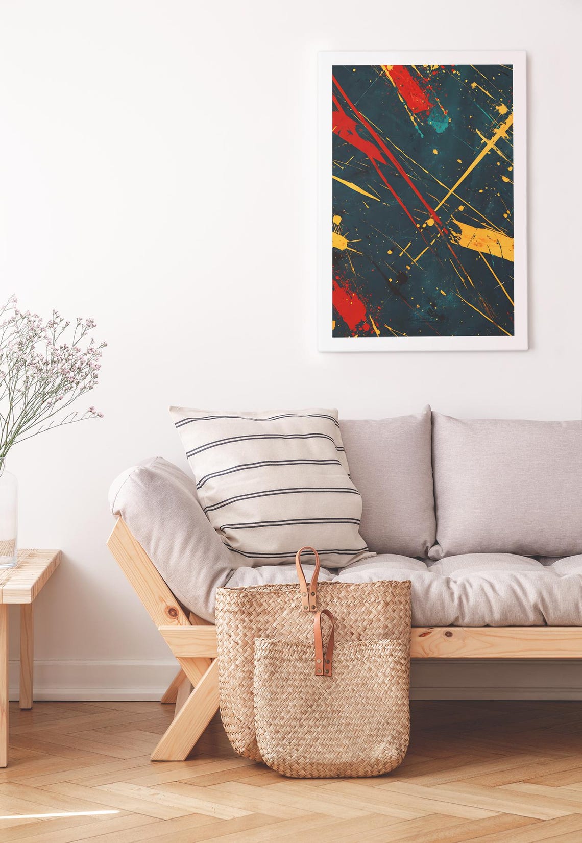 Abstract Splash Wall Art Print Bold Red Yellow Teal Decor Modern Art Poster Abstract Art For Home Office Decor - Image 3