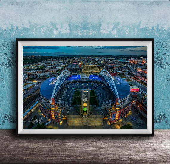 Lumen Field Sports Print Seattle Stadium With Mountain Backdrop