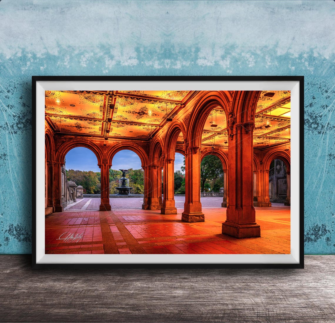 Central Park Bethesda Terrace Arcade At Sunrise NYC Photo Poster