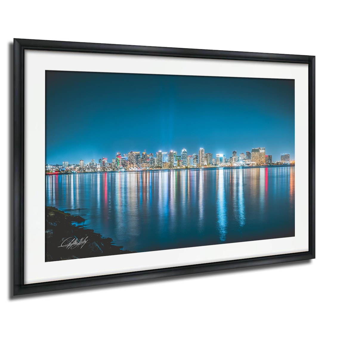 San Diego Night Skyline Panoramic Harbor Lights Photo Poster