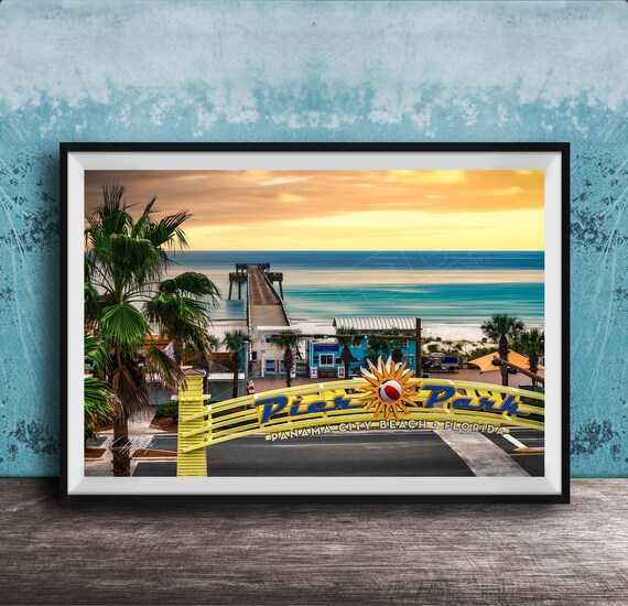 Pier Park Panama City Beach Florida Sunset Pier Photo Poster