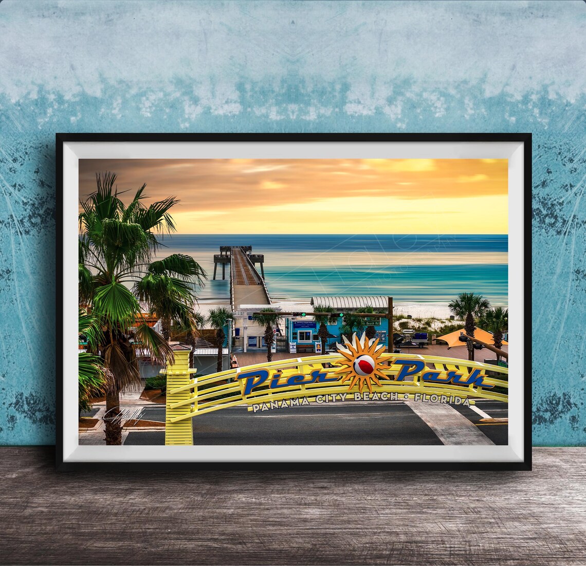 Pier Park Panama City Beach Florida Sunset Pier Photo Poster