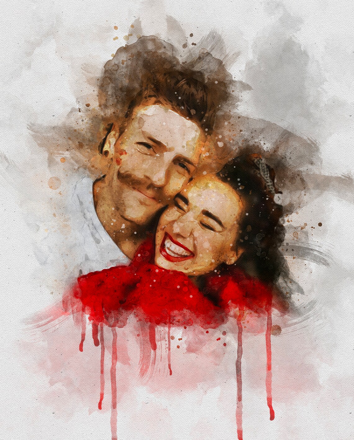 Custom Watercolor Couple Portrait, Poster Print - Image 4