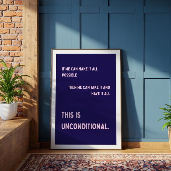 Unconditional Lyric Wall Print Sonny Fodera House Music Art Gift Edm Dj Song Prints A1 A2 A3 Physical Lyrics
