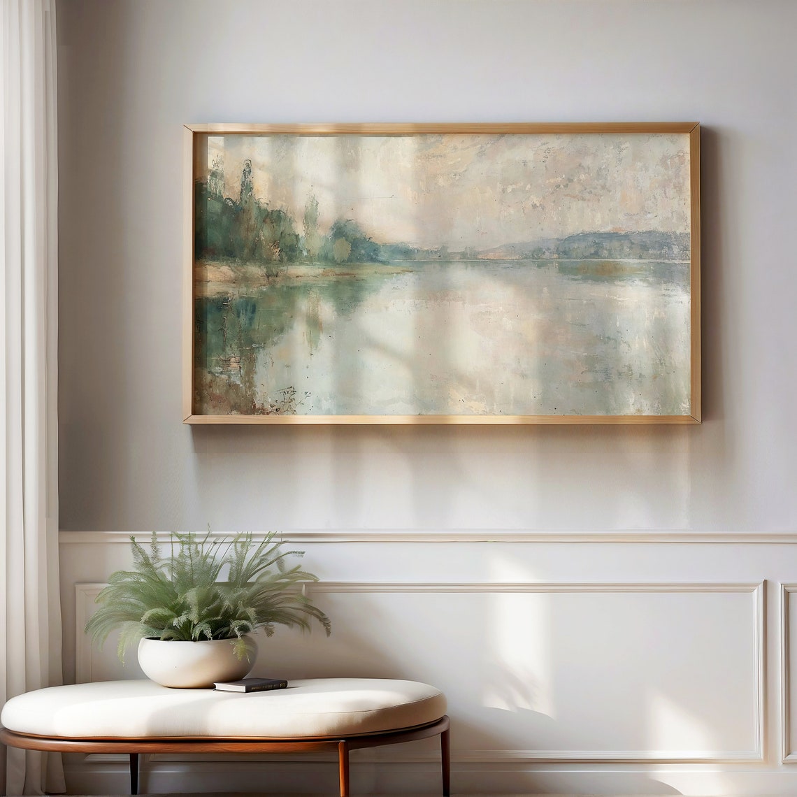 Impressionist Lake Landscape with Misty Reflections Art Poster - Image 4
