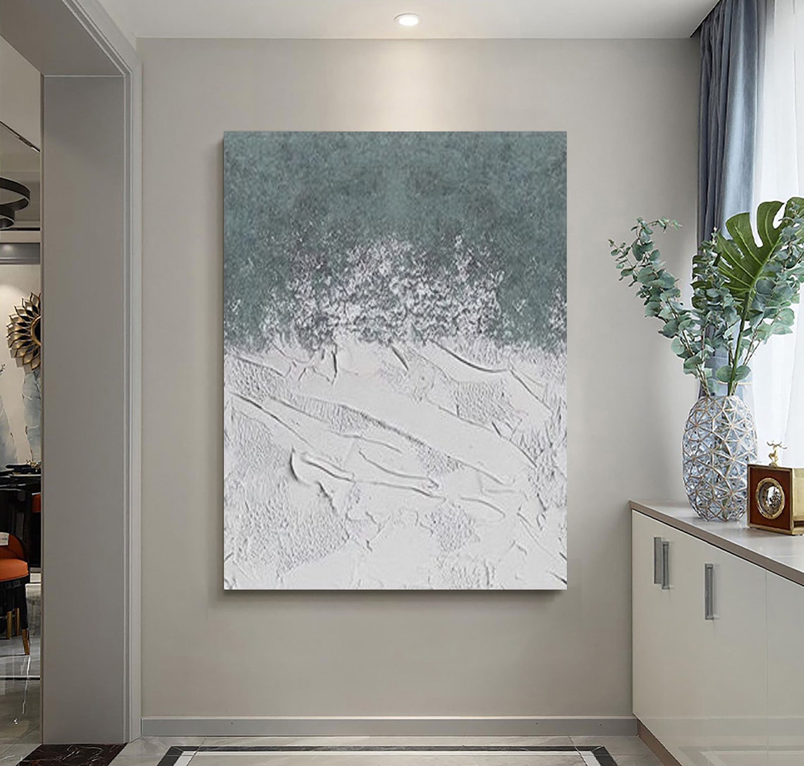 Wabi Sabi Wall Art Gray White Minimalist Abstract Painting On Boho Textured Wall Art Neutral Wall Decor Painting Entrance Wall Art - Image 2
